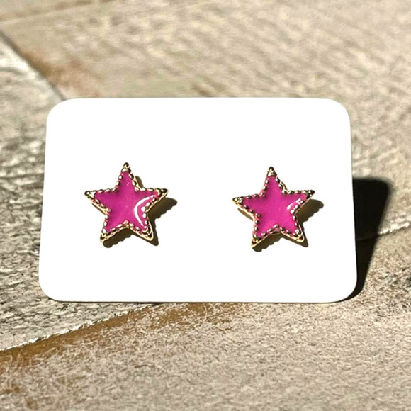 3 for $15 Pink Star Gold Studs Earrings Posts NEW - Picture 1 of 4